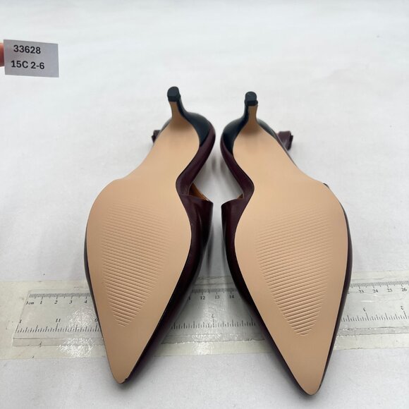 YDN Wine Sexy Pointed Toe Low Heels Cutout Shoes Wedding Party - Picture 6 of 7